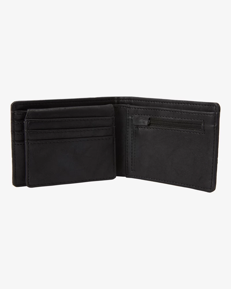Billabong Dimension Faux Leather Bi-Fold Wallet - Black Grain