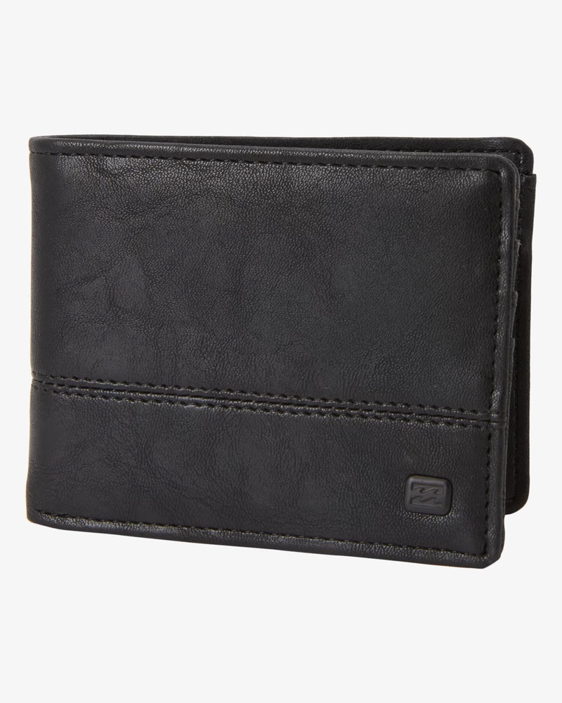 Billabong Dimension Faux Leather Bi-Fold Wallet - Black Grain
