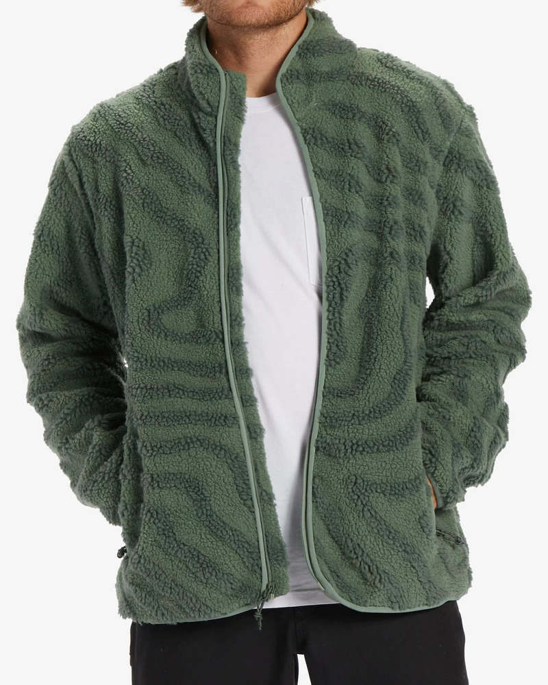 Billabong Boundary Switchback Zip-Up Sherpa Fleece - Sage