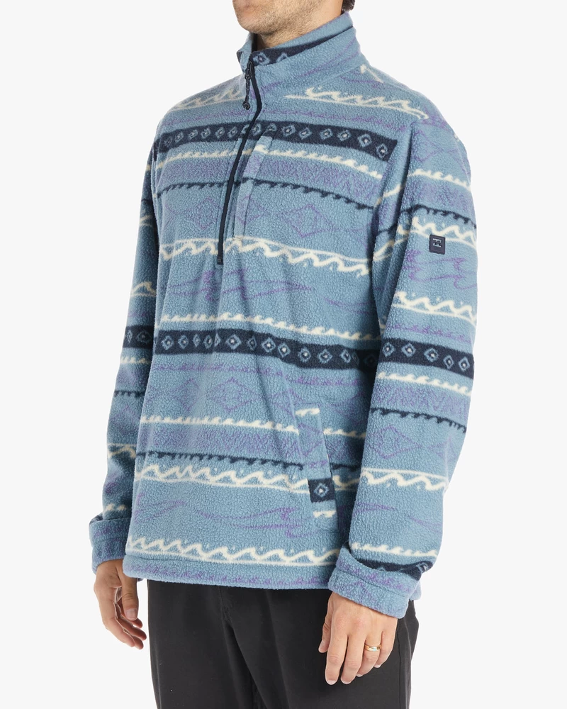 Billabong Boundary Half-Zip Mock Neck Fleece - Washed Blue