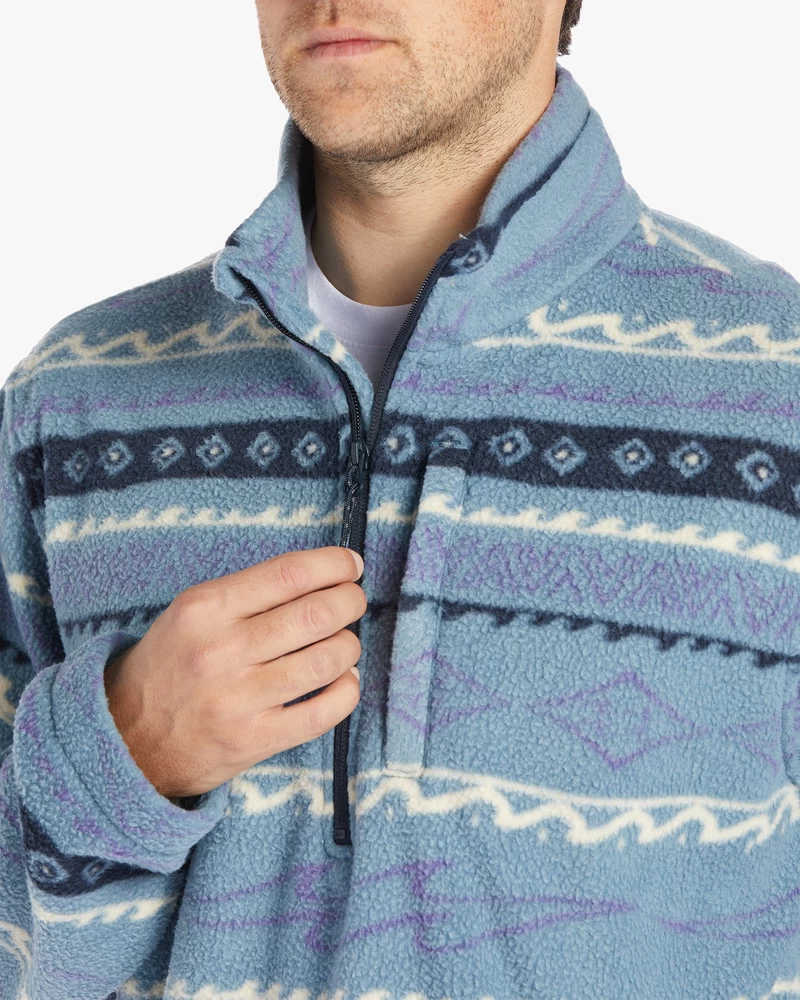 Billabong Boundary Half-Zip Mock Neck Fleece - Washed Blue