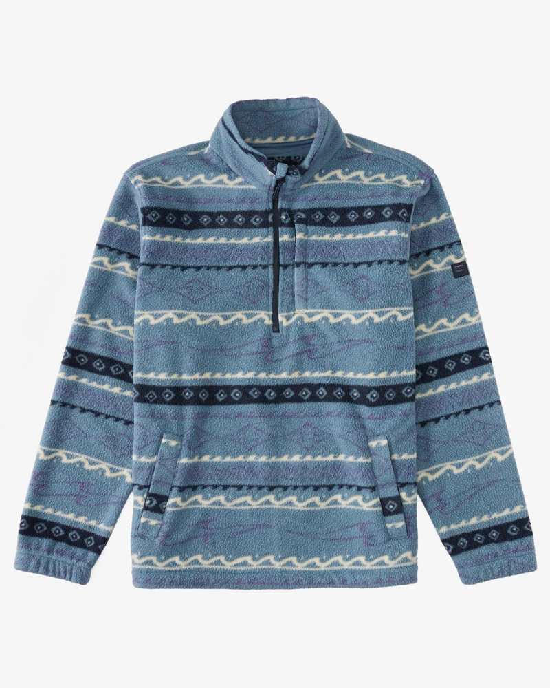 Billabong Boundary Half-Zip Mock Neck Fleece - Washed Blue