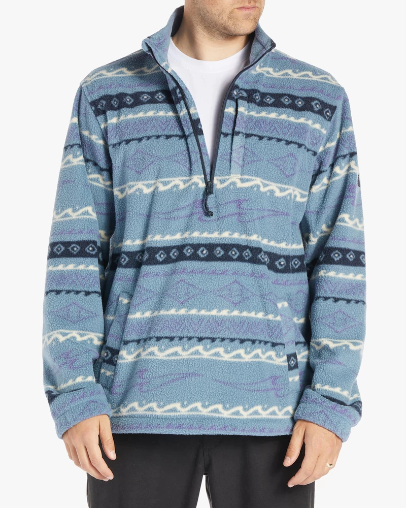 Billabong Boundary Half-Zip Mock Neck Fleece - Washed Blue