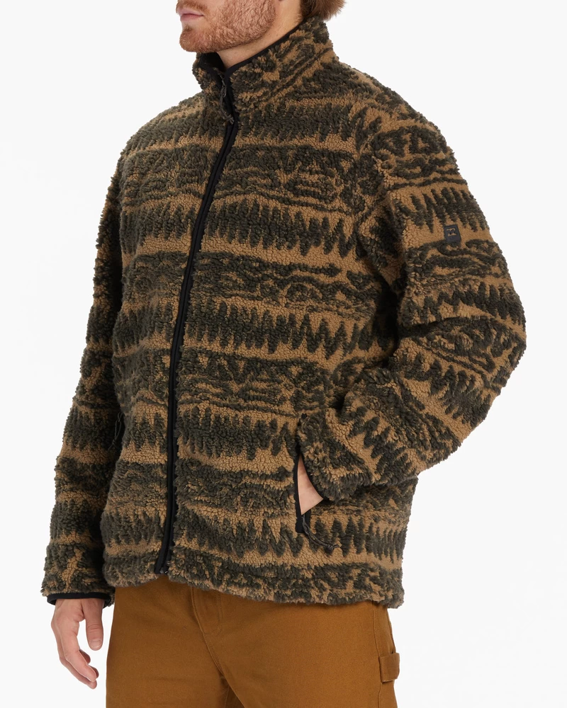 Billabong Boundary Switchback Zip-Up Sherpa Fleece - Gravel