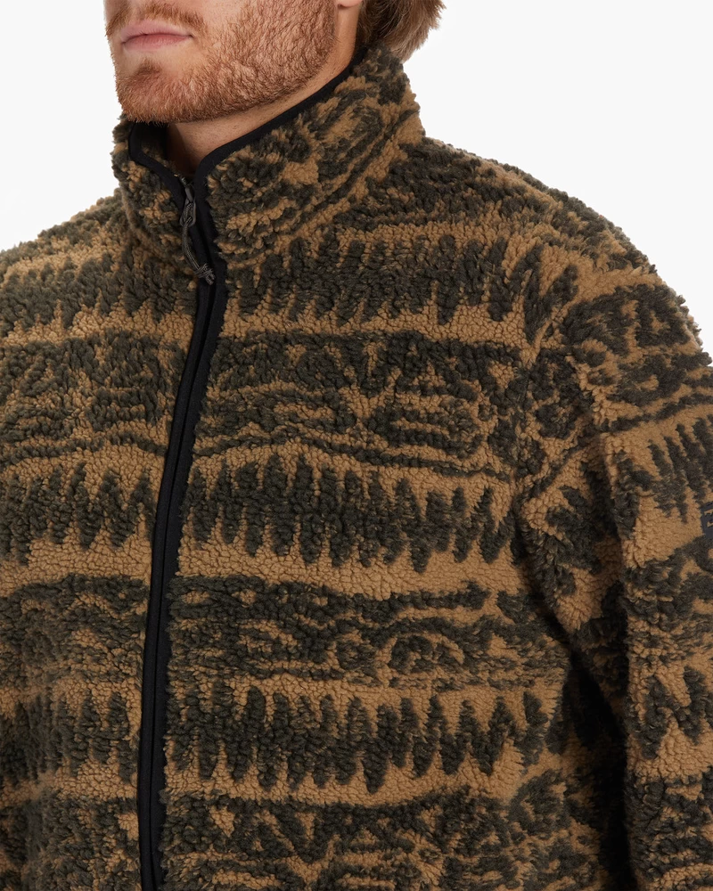 Billabong Boundary Switchback Zip-Up Sherpa Fleece - Gravel