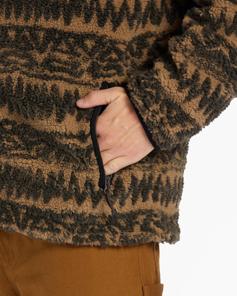 Billabong Boundary Switchback Zip-Up Sherpa Fleece - Gravel