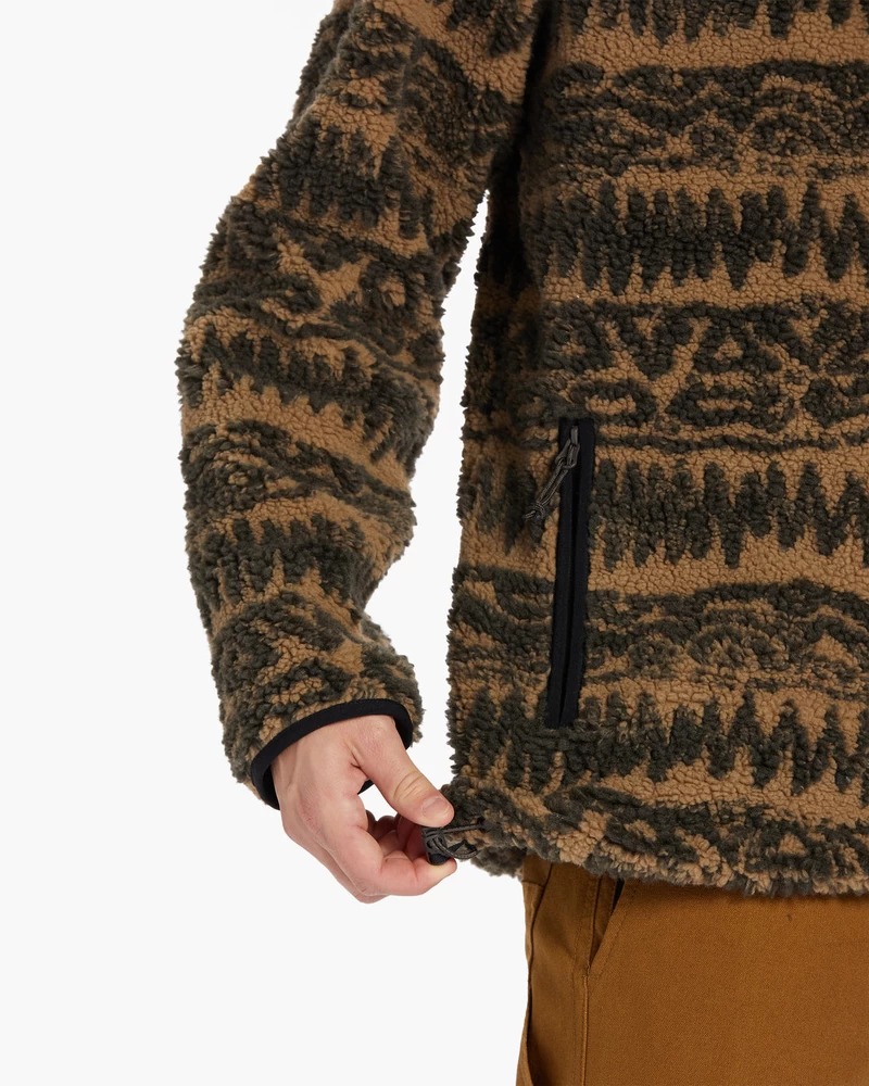 Billabong Boundary Switchback Zip-Up Sherpa Fleece - Gravel