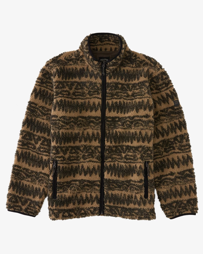 Billabong Boundary Switchback Zip-Up Sherpa Fleece - Gravel