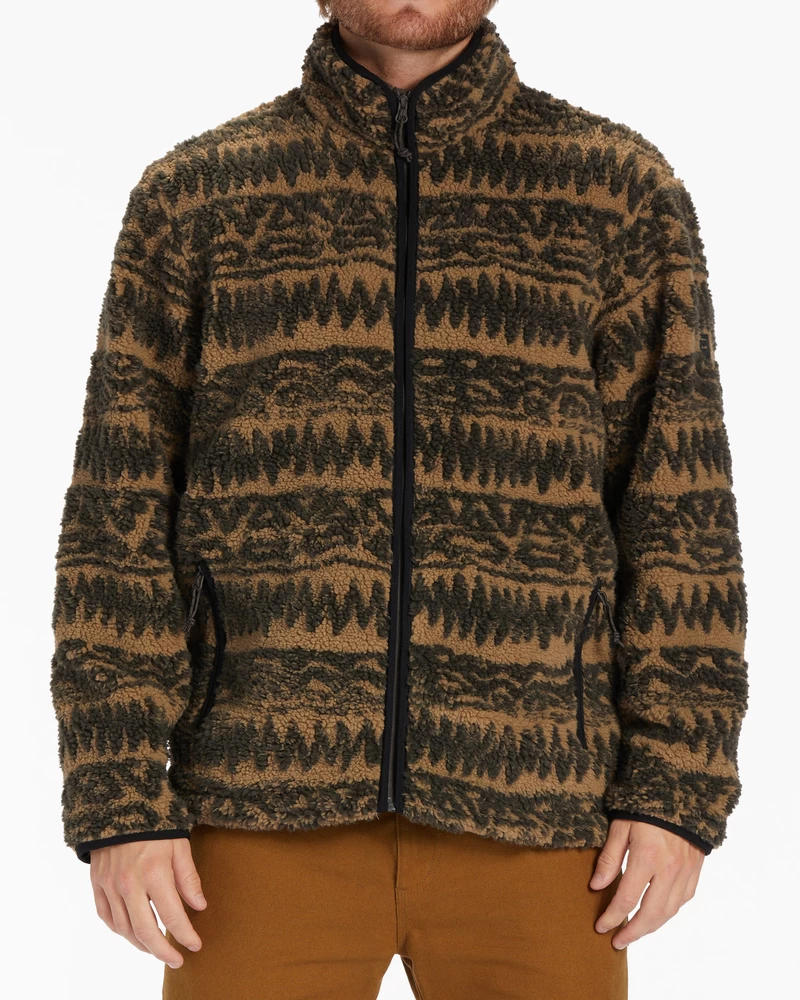 Billabong Boundary Switchback Zip-Up Sherpa Fleece - Gravel