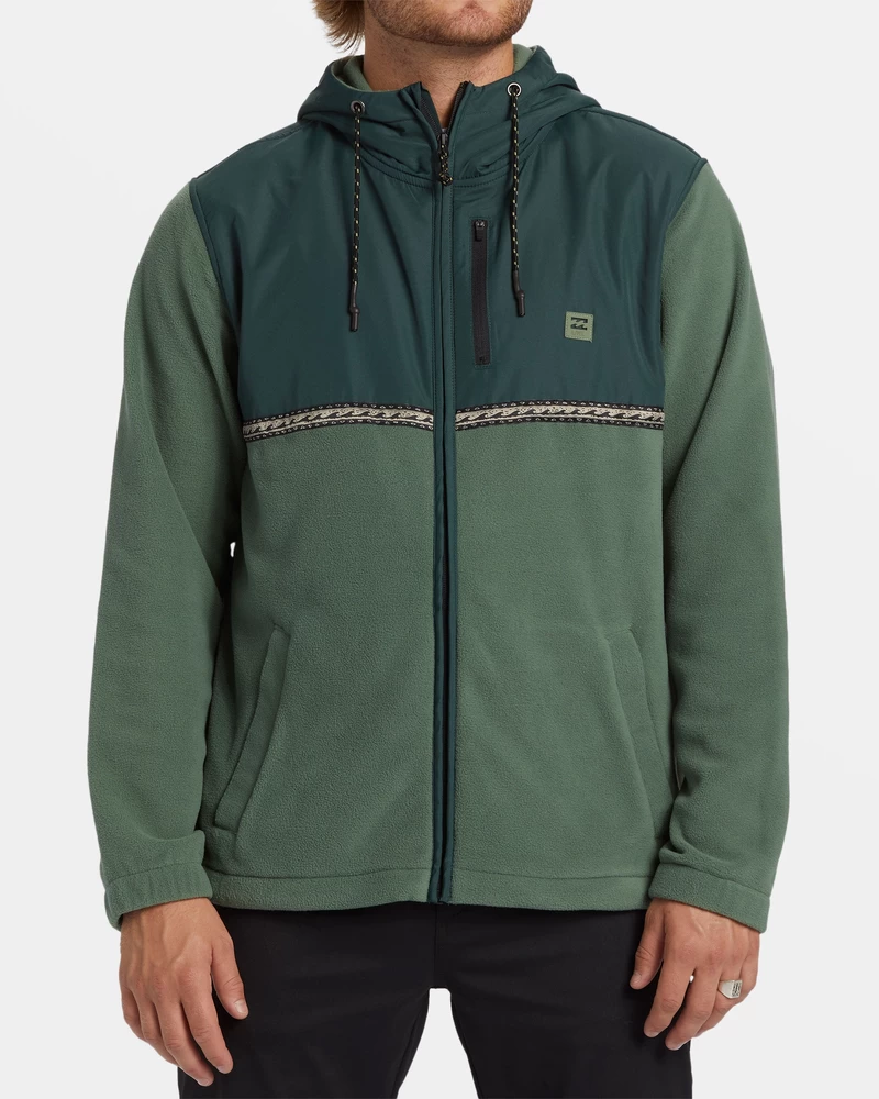 Billabong Boundary Lite Pulover S Kapuco Na Zadrgo - Gozdno Zelena