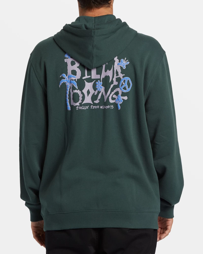 Billabong Kratek Sands Pulover S Kapuco Na Zadrgo - Gozdno Zelena