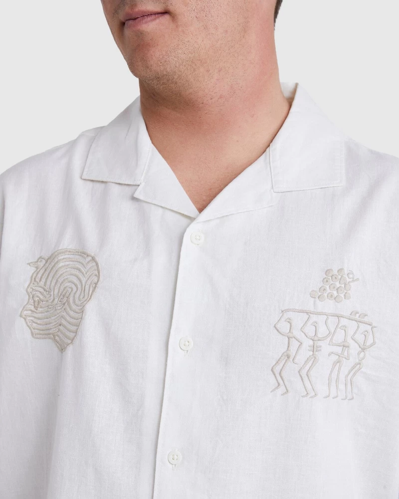 Billabong Pilpeled Tribe Hemp Vacay Short Sleeve Tops Traditional - White