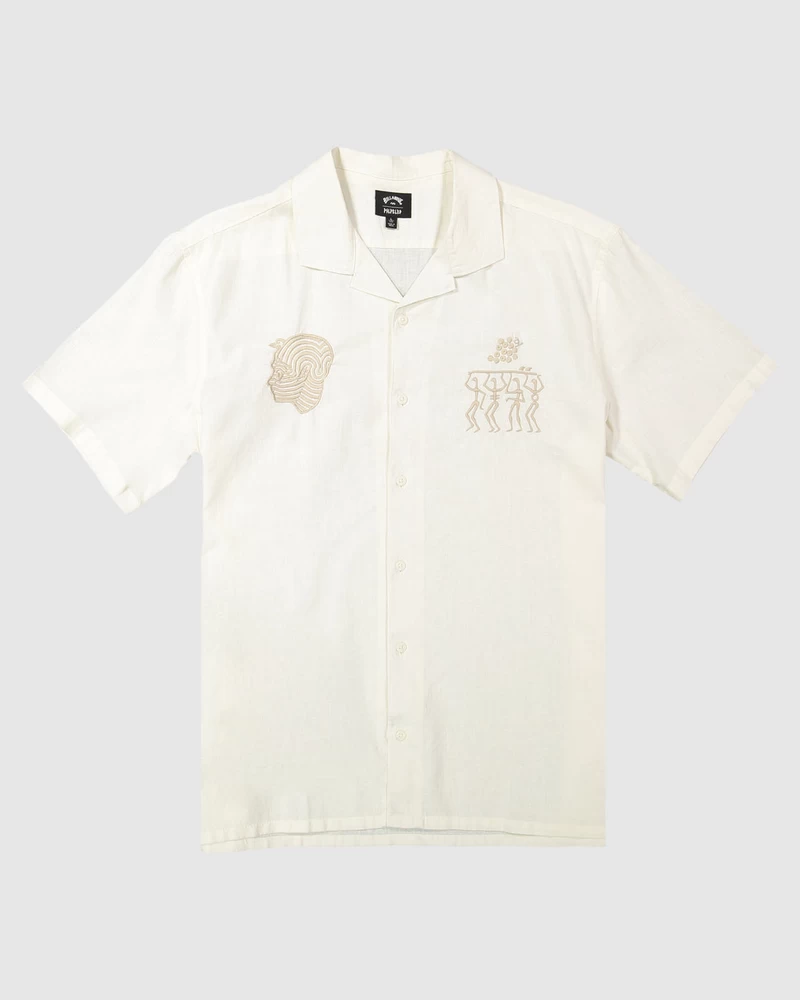 Billabong Pilpeled Tribe Hemp Vacay Short Sleeve Tops Traditional - White