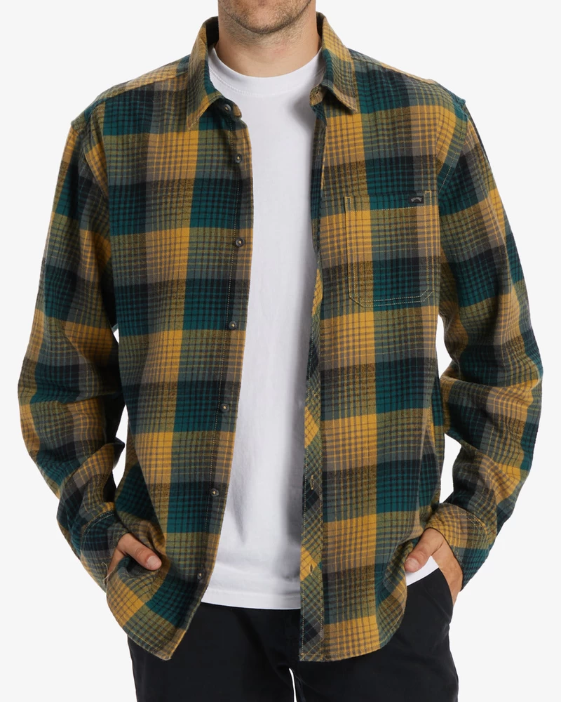 Billabong Coastline Flannel Long Sleeve Shirt - Gold