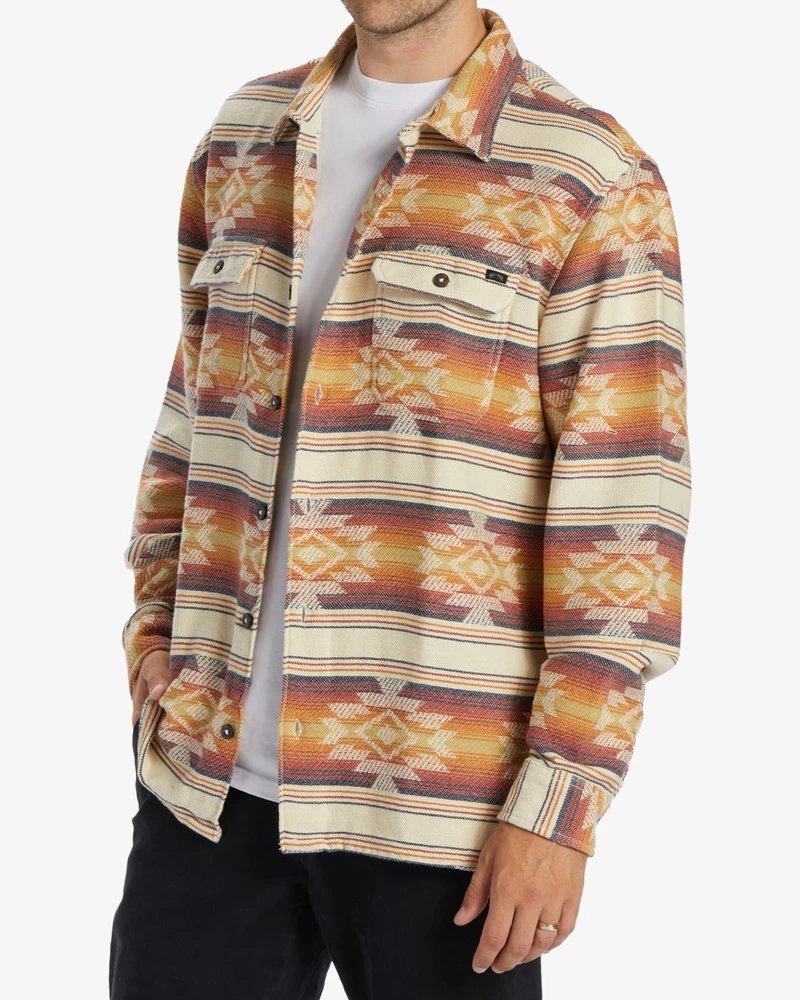 Billabong Offshore Jacquard Flannel Long Sleeve Shirt - Gold