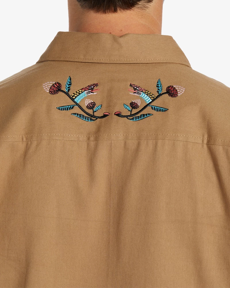 Billabong Zeledon Solid Flannel Long Sleeve Shirt - Gravel