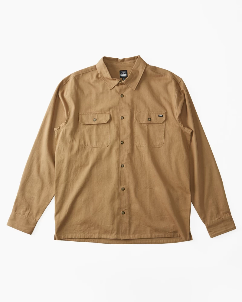 Billabong Zeledon Solid Flannel Long Sleeve Shirt - Gravel