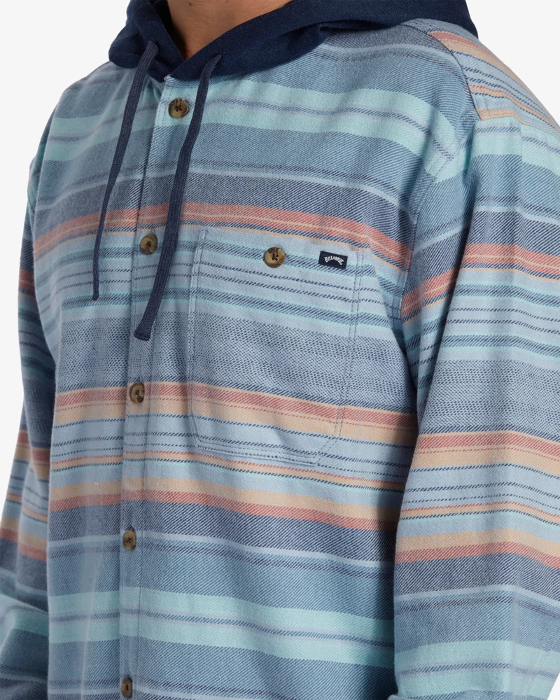 Billabong Baja Hooded Flannel Shirt - Maya Blue
