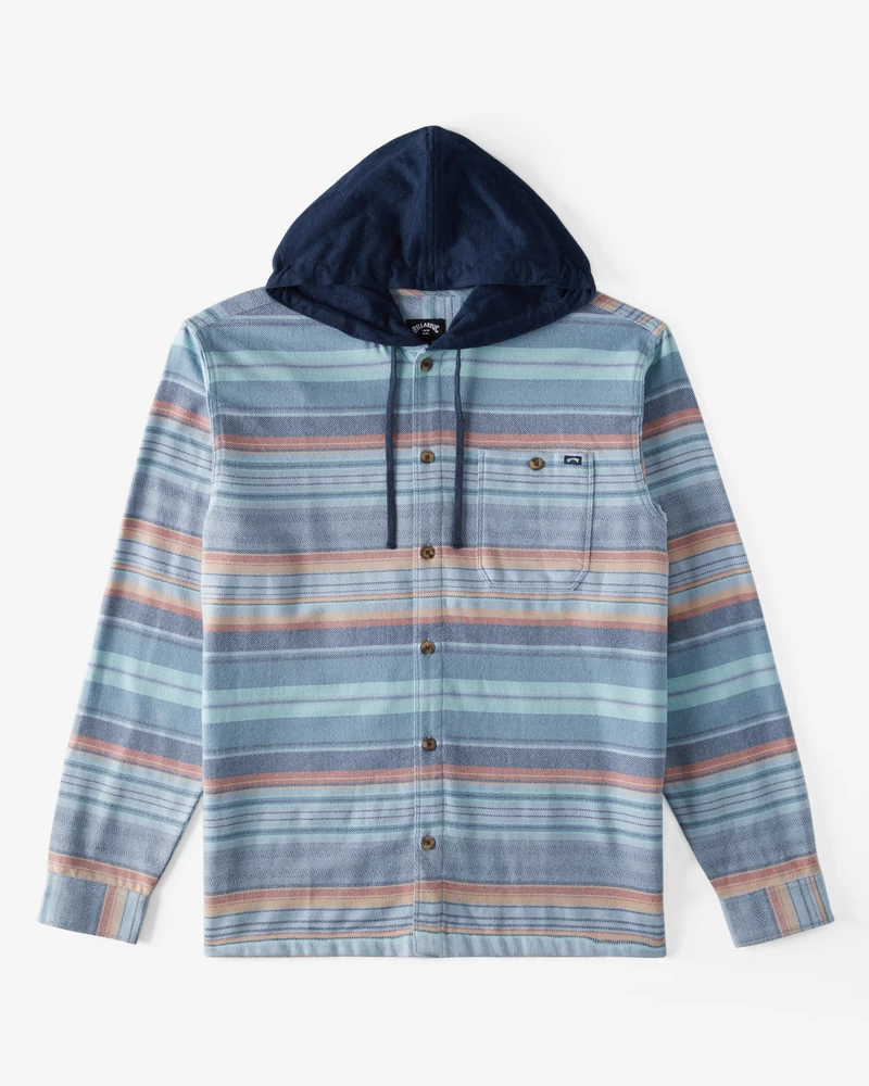 Billabong Baja Hooded Flannel Shirt - Maya Blue