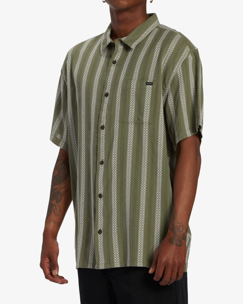 Billabong Sundays Jacquard Short Sleeve Shirt - Dark Olive