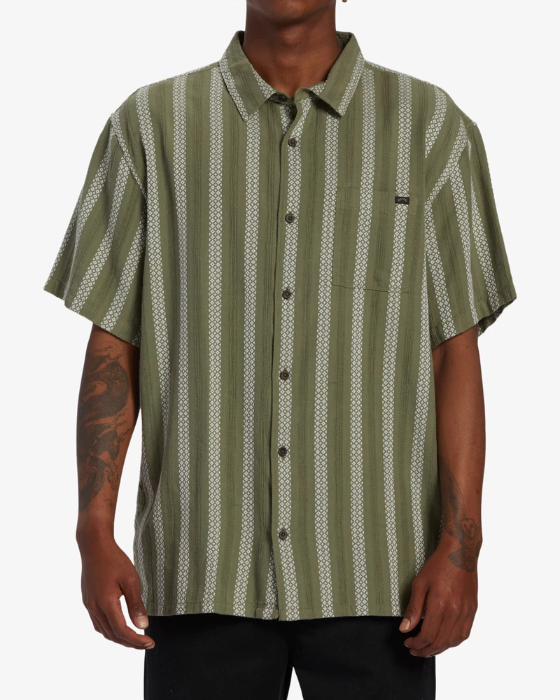 Billabong Sundays Jacquard Short Sleeve Shirt - Dark Olive