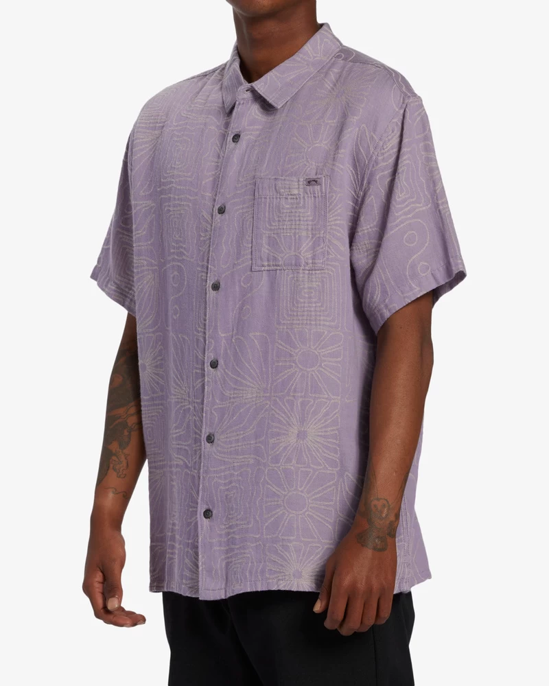 Billabong Sundays Jacquard Short Sleeve Shirt - Grey Violet