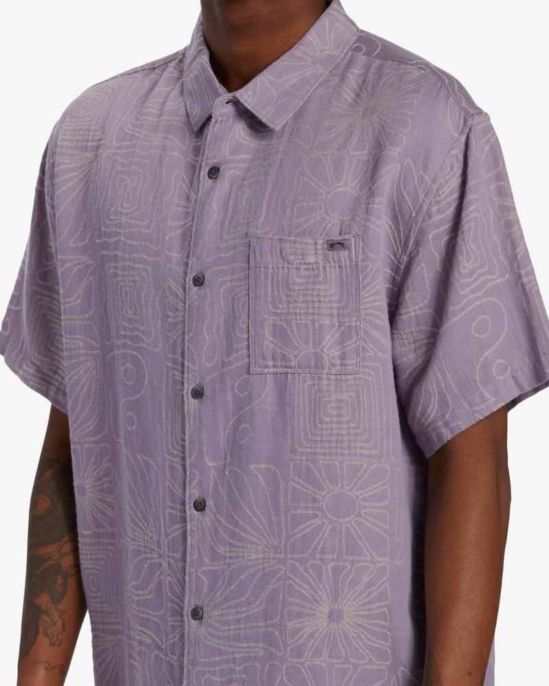 Billabong Sundays Jacquard Short Sleeve Shirt - Grey Violet