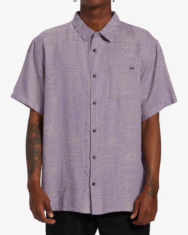 Billabong Sundays Jacquard Short Sleeve Shirt - Grey Violet