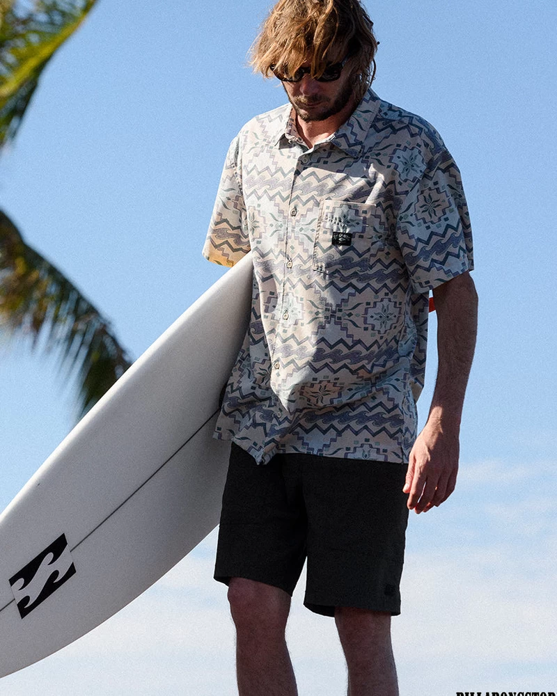 Billabong Surftrek Trail Short Sleeve Woven Shirt - Seafoam