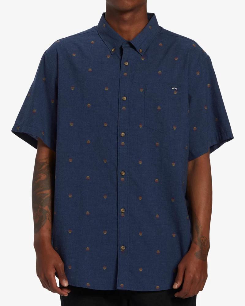 Billabong All Day Jacquard Short Sleeve Woven Shirt - Navy