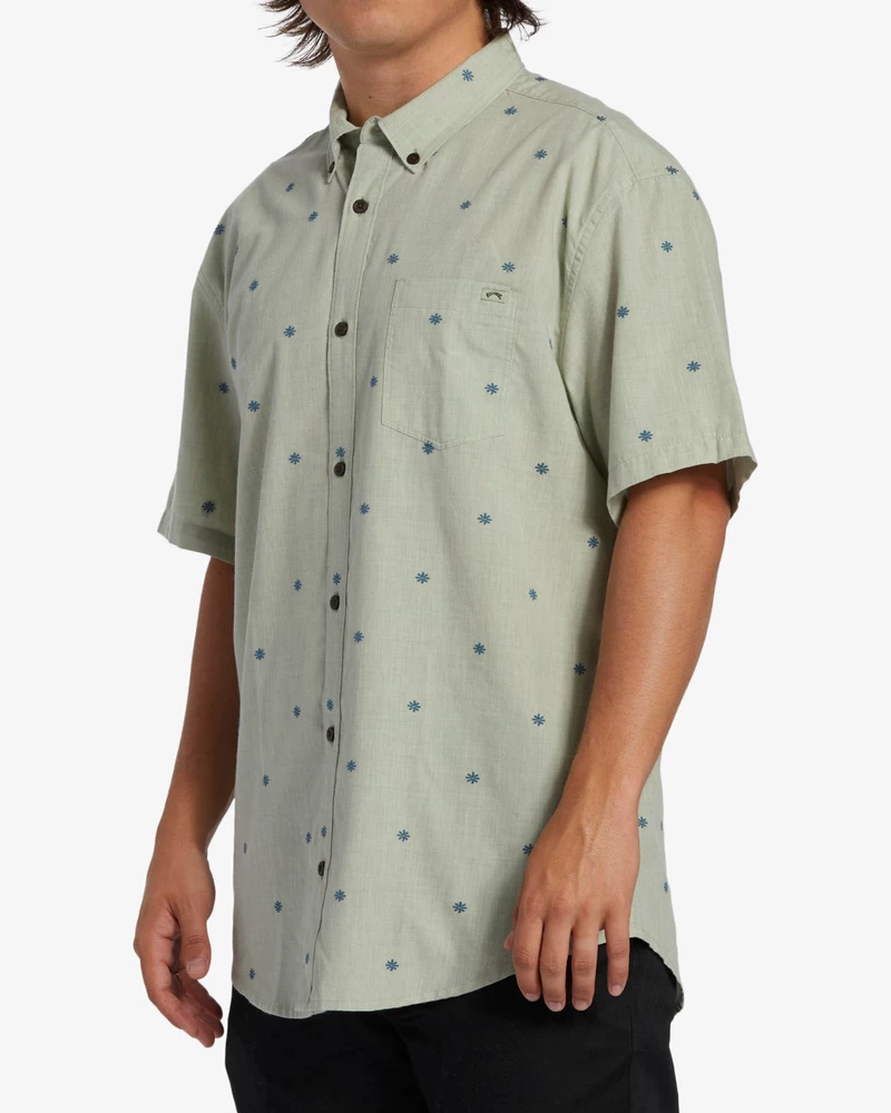 Billabong All Day Jacquard Short Sleeve Woven Shirt - Seafoam