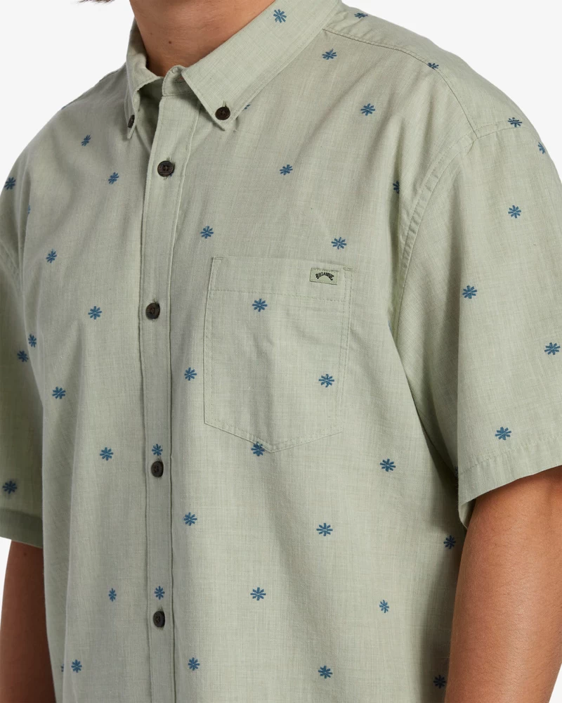 Billabong All Day Jacquard Short Sleeve Woven Shirt - Seafoam