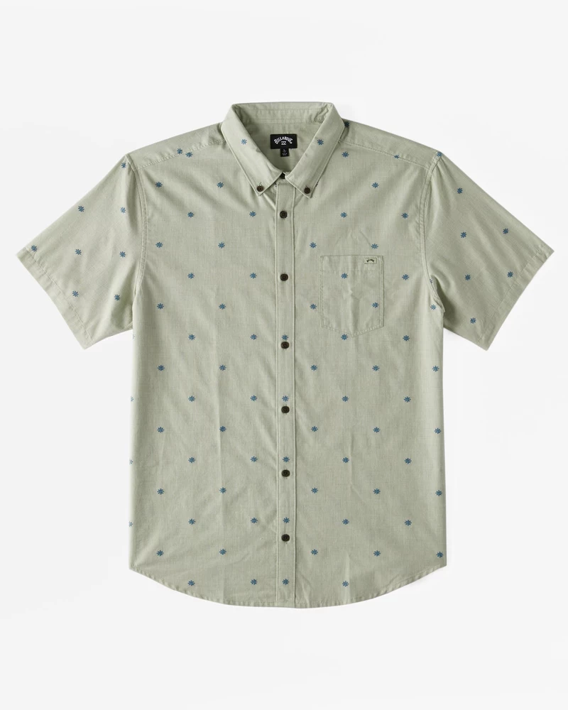 Billabong All Day Jacquard Short Sleeve Woven Shirt - Seafoam