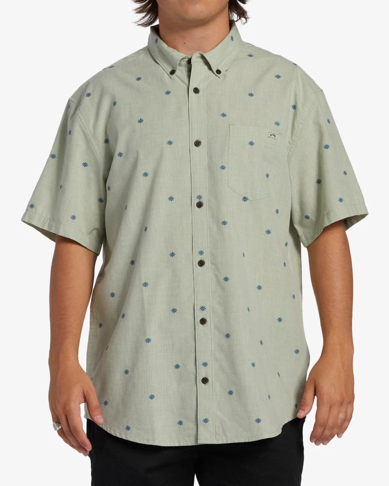 Billabong All Day Jacquard Short Sleeve Woven Shirt - Seafoam