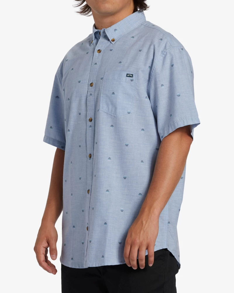 Billabong All Day Jacquard Short Sleeve Woven Shirt - Washed Blue