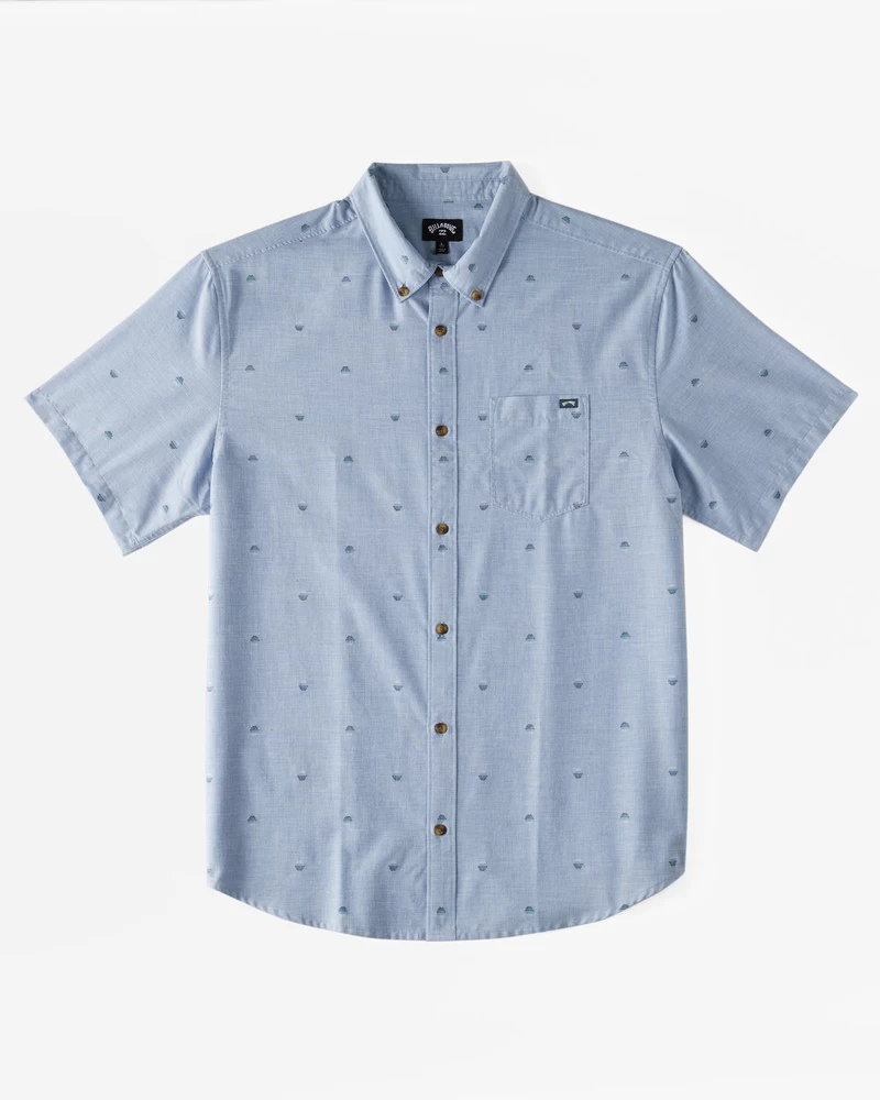 Billabong All Day Jacquard Short Sleeve Woven Shirt - Washed Blue