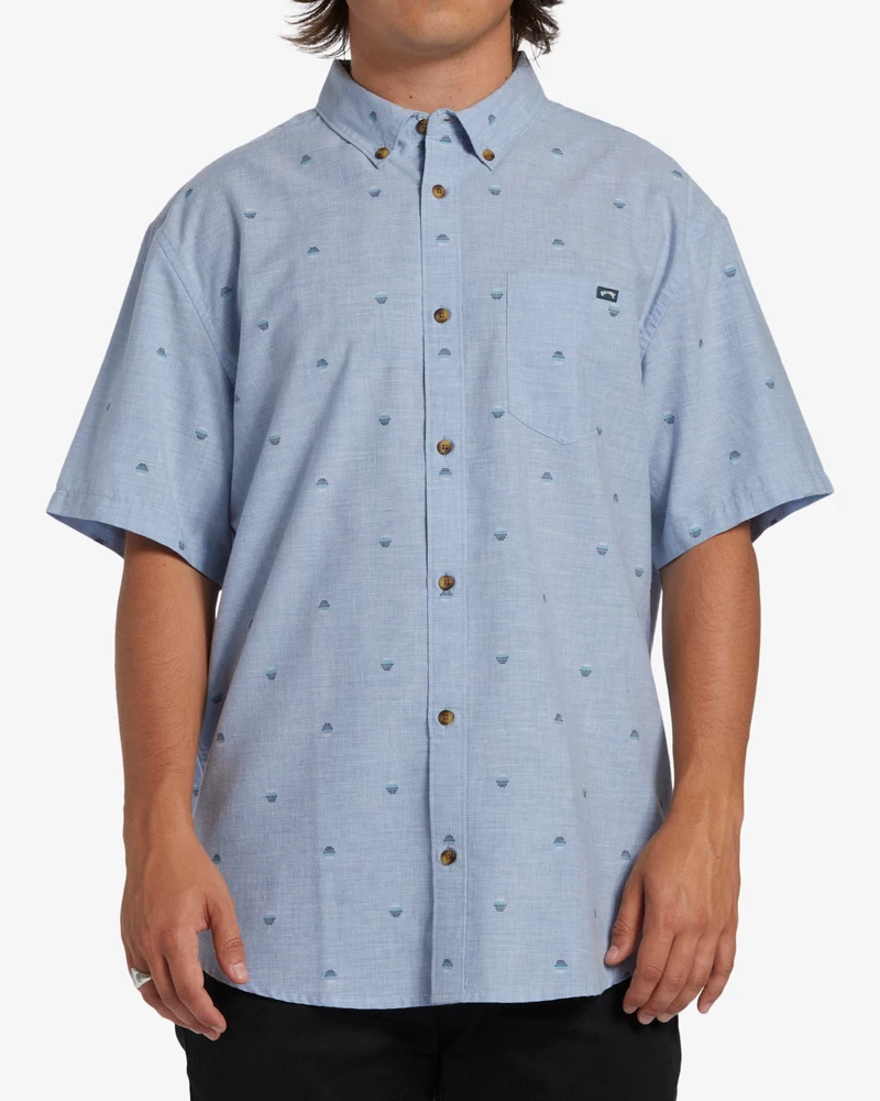 Billabong All Day Jacquard Short Sleeve Woven Shirt - Washed Blue