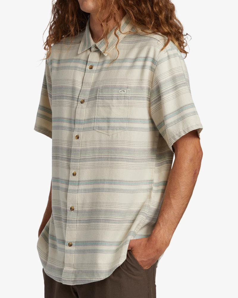 Billabong All Day Stripe Short Sleeve Woven Shirt - Cream
