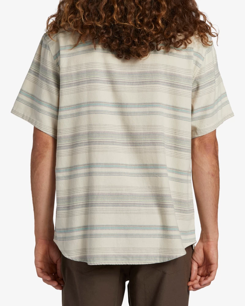 Billabong All Day Stripe Short Sleeve Woven Shirt - Cream