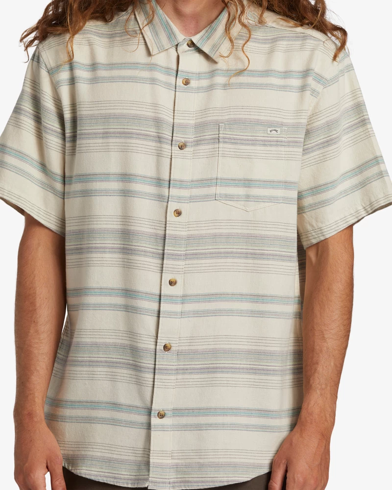 Billabong All Day Stripe Short Sleeve Woven Shirt - Cream