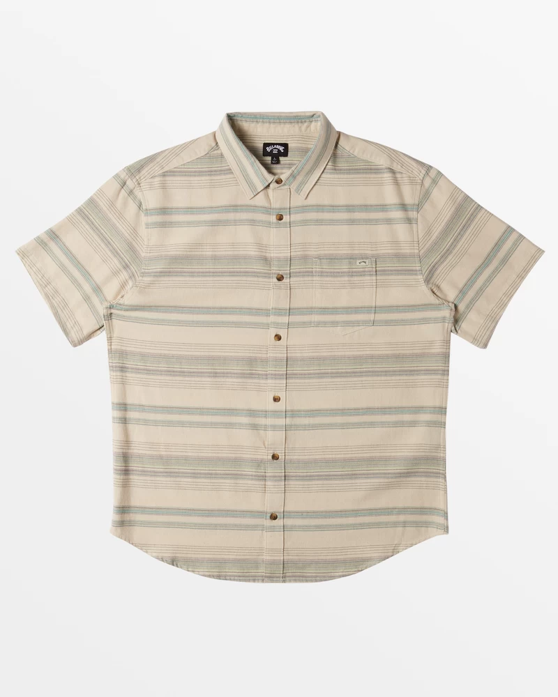 Billabong All Day Stripe Short Sleeve Woven Shirt - Cream