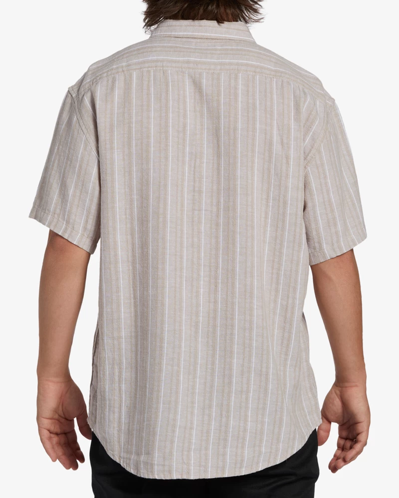 Billabong All Day Stripe Short Sleeve Woven Shirt - Stone