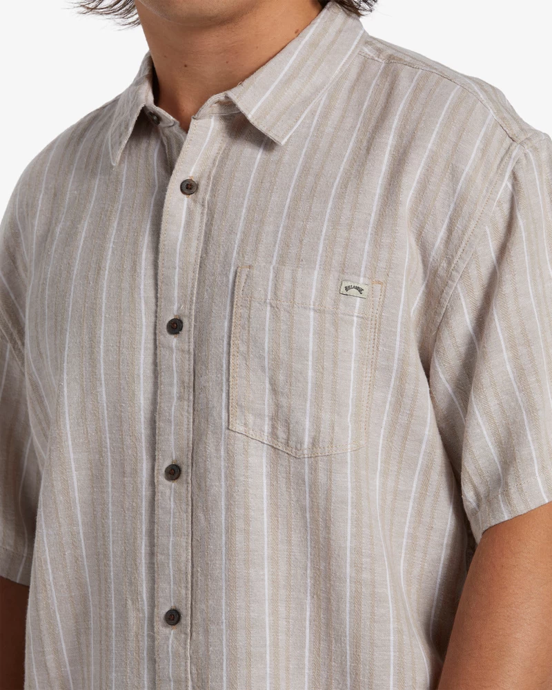 Billabong All Day Stripe Short Sleeve Woven Shirt - Stone