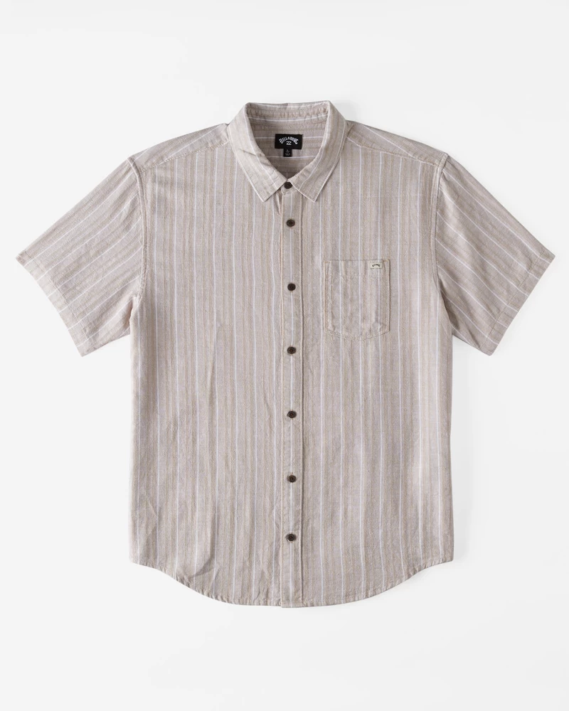 Billabong All Day Stripe Short Sleeve Woven Shirt - Stone