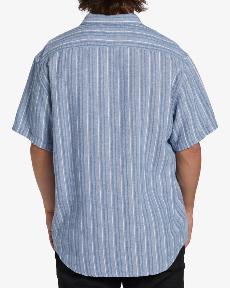 Billabong All Day Stripe Short Sleeve Woven Shirt - Vintage Indigo