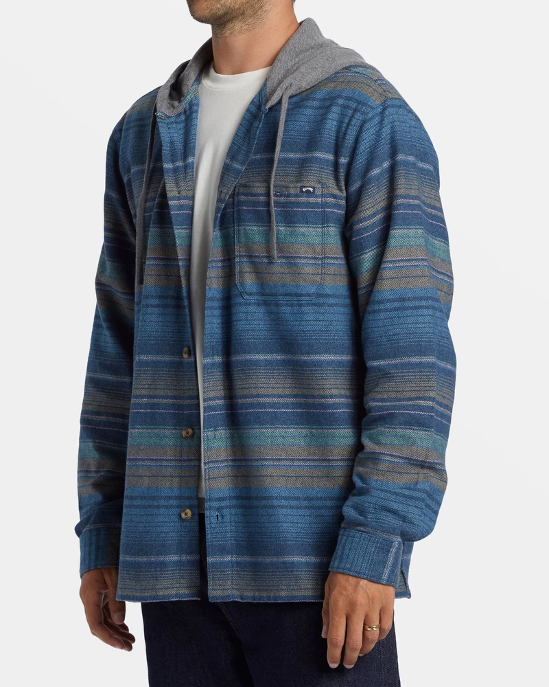 Billabong Baja Hooded Flannel Shirt - Dusty Navy