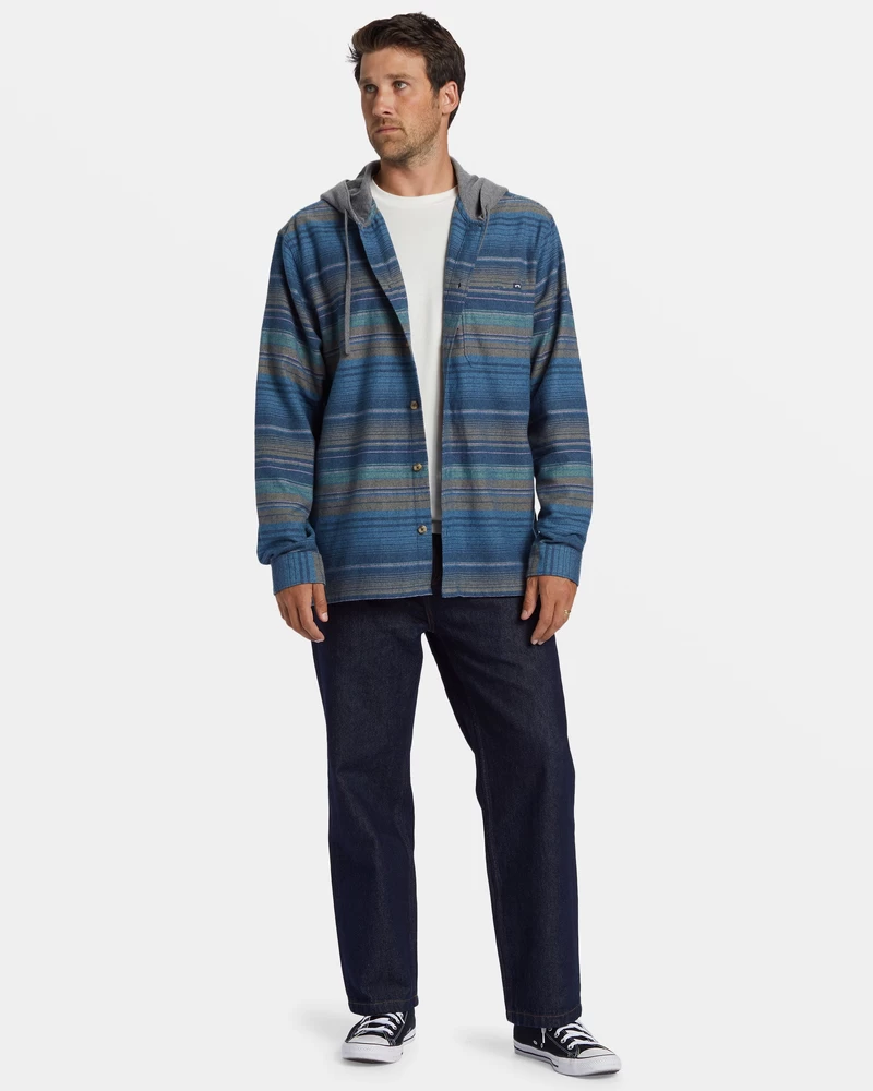 Billabong Baja Hooded Flannel Shirt - Dusty Navy