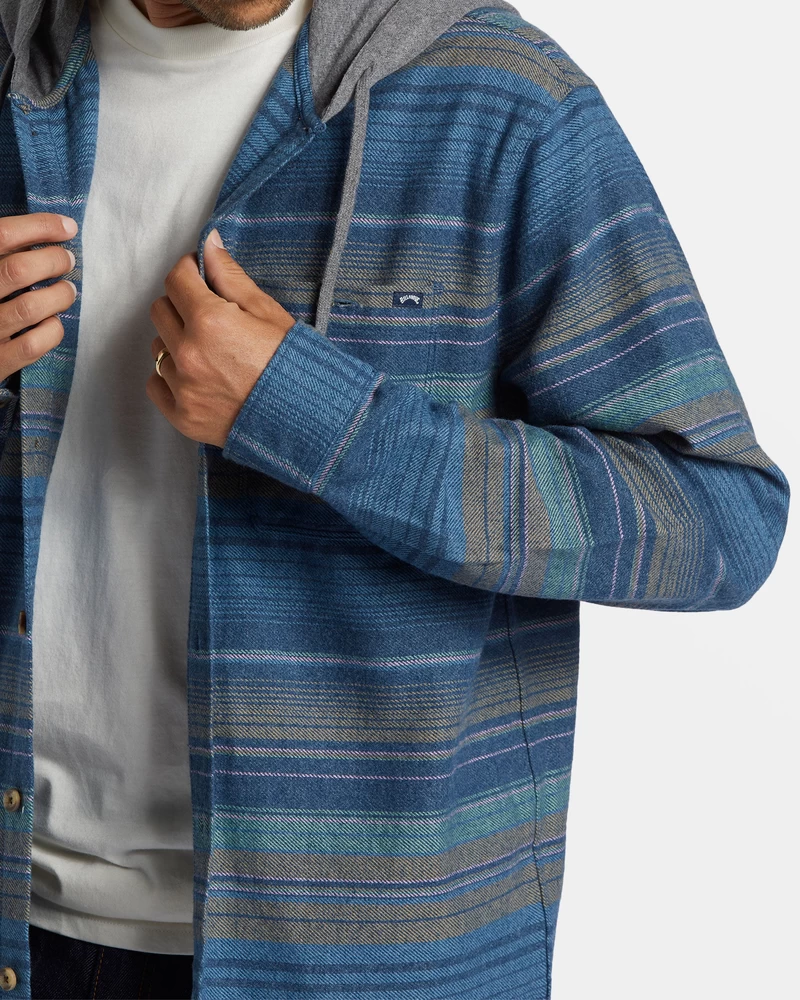 Billabong Baja Hooded Flannel Shirt - Dusty Navy