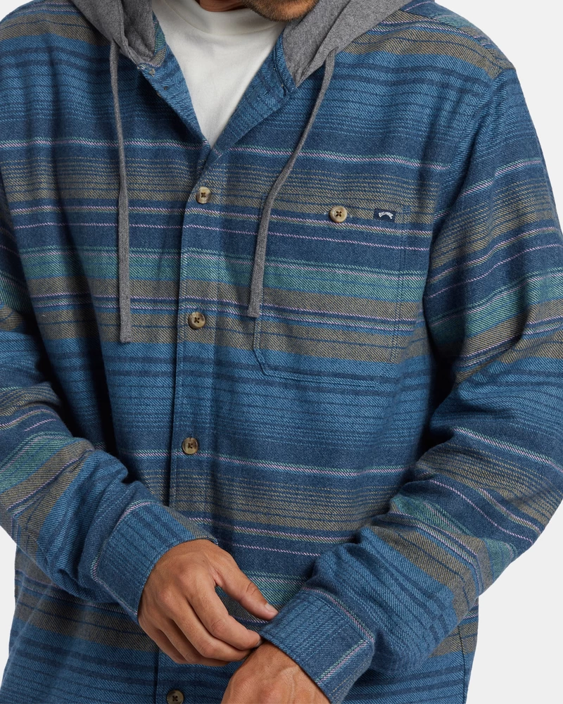 Billabong Baja Hooded Flannel Shirt - Dusty Navy