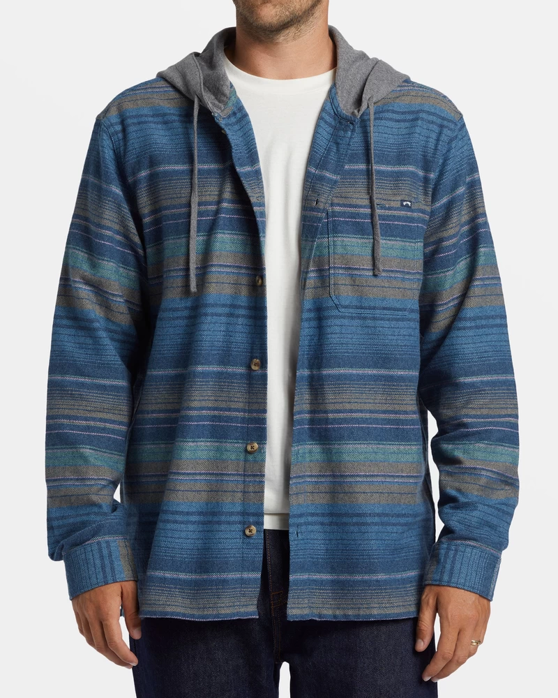 Billabong Baja Hooded Flannel Shirt - Dusty Navy